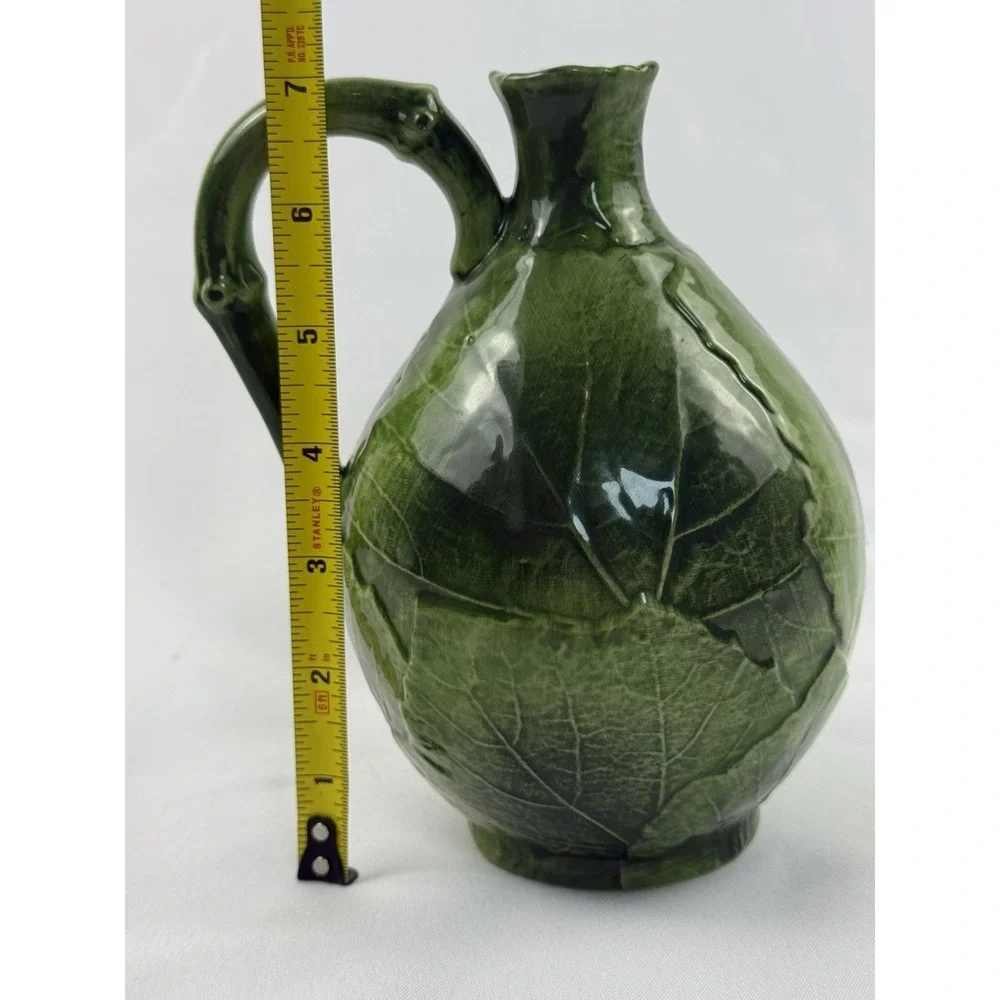 RARE Italian VIETRI Ceramic Dispenser Green Grape Leaf Cruet 9685